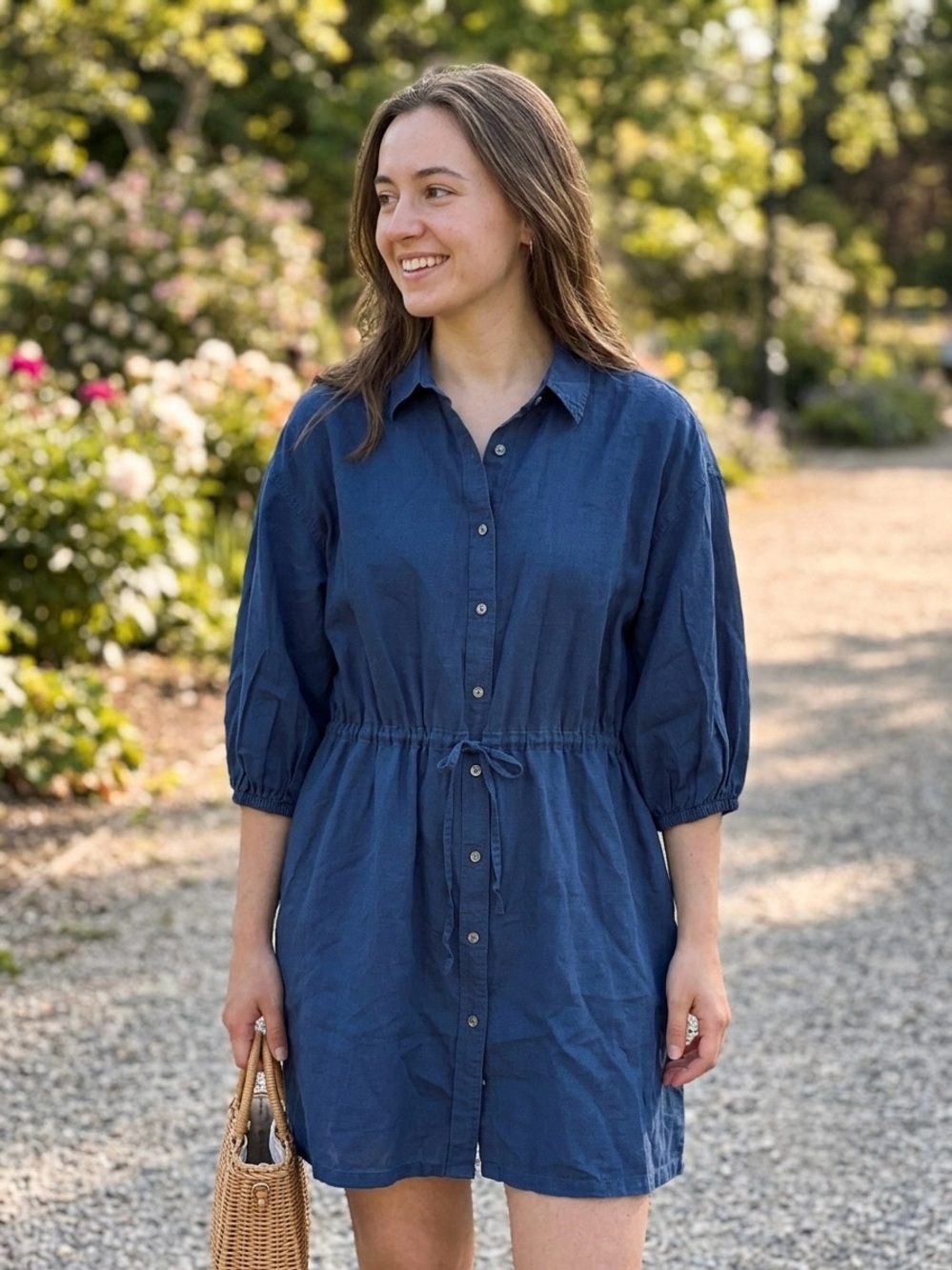 J. Crew Indigo Button-Front Shirt Dress